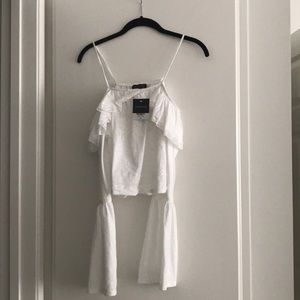 White off the shoulder top w/ bell sleeves